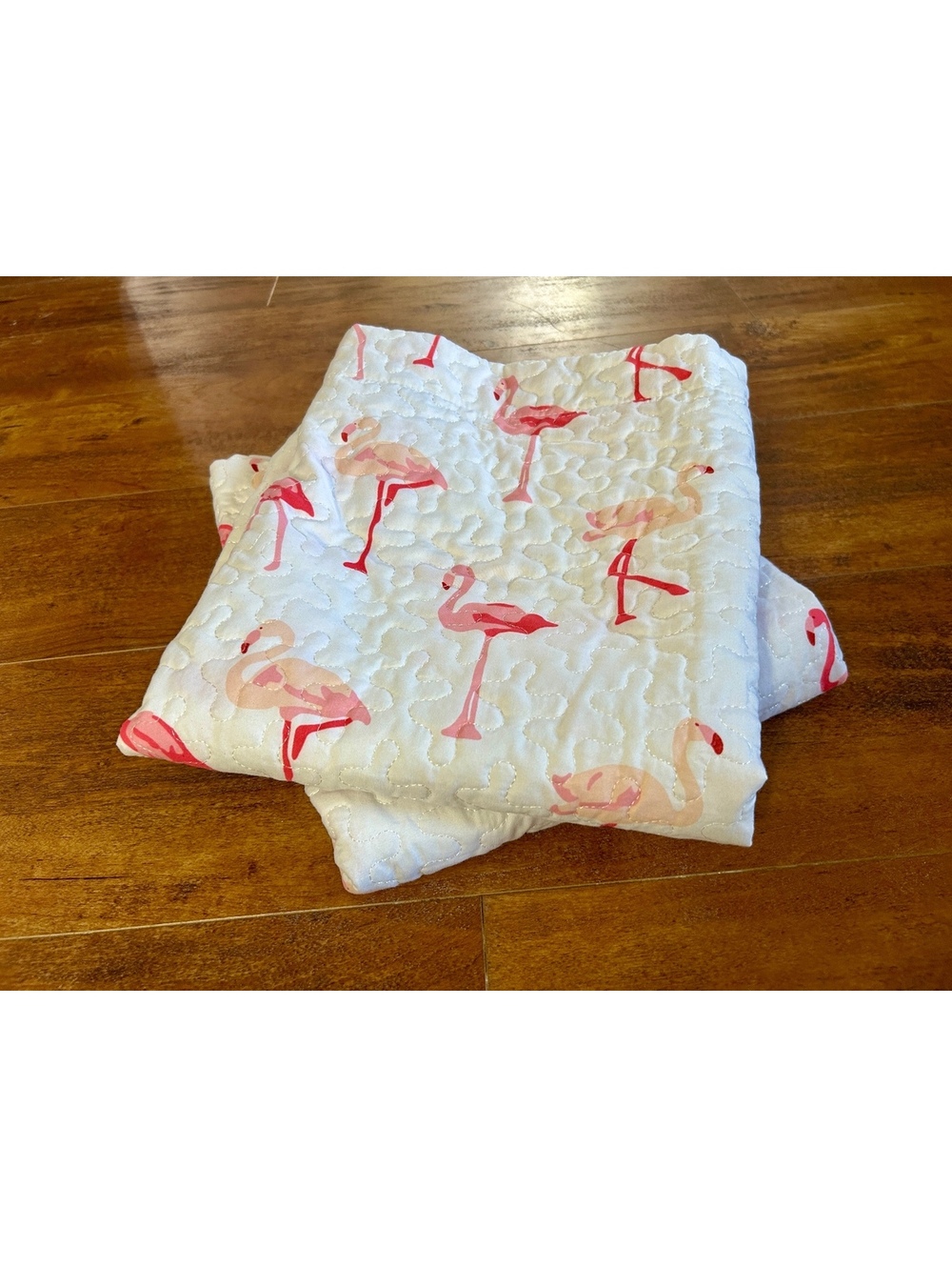 Quilted Set of 2 Flamingo Print Pillow Cases